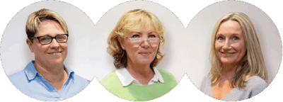 Drei Mitarbeiterinnen des Team Spendenservice von Franziskaner Helfen