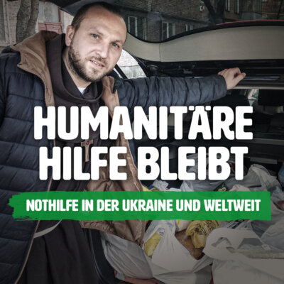 Humanitäre Nothilfe in der Ukraine: Franziskaner Helfen unterstützt Menschen mit lebenswichtigen Hilfsgütern.